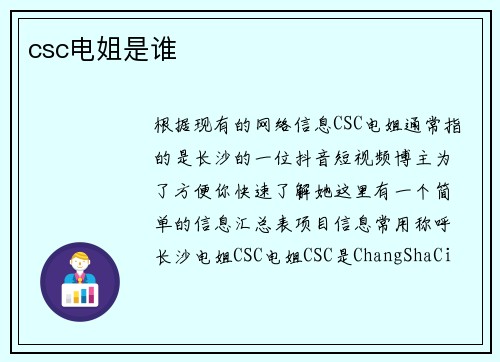 csc电姐是谁